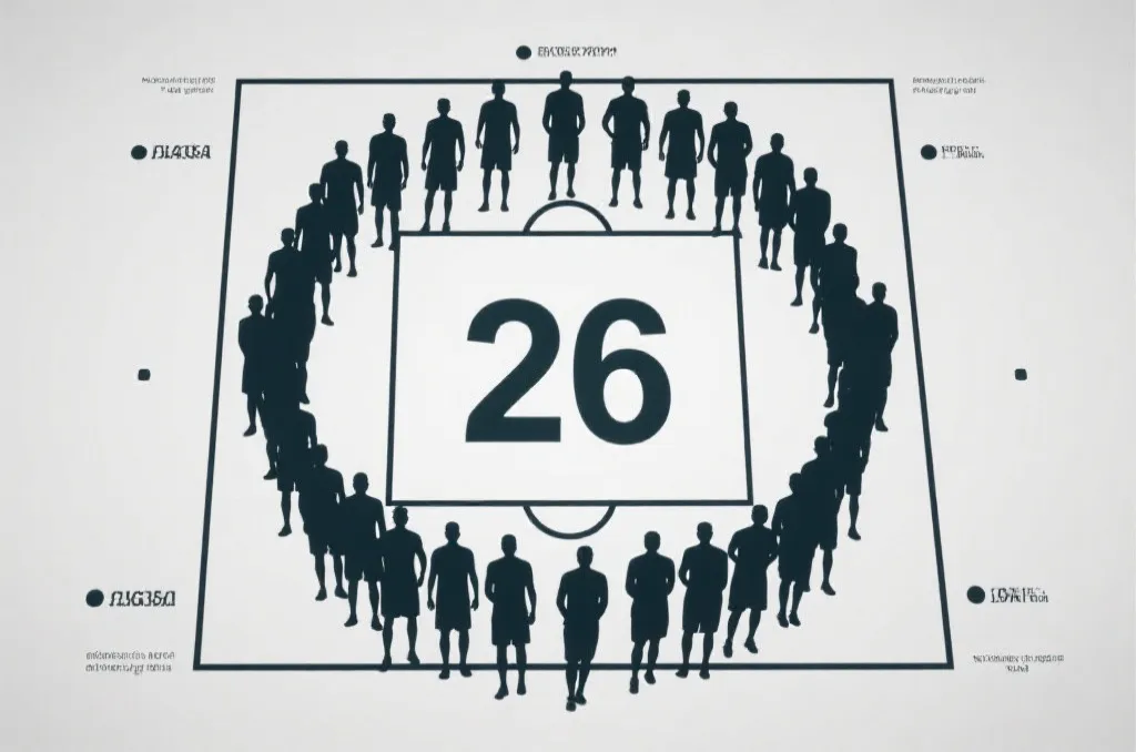世界杯26人大名单概念图,球员剪影与战术板框架融合